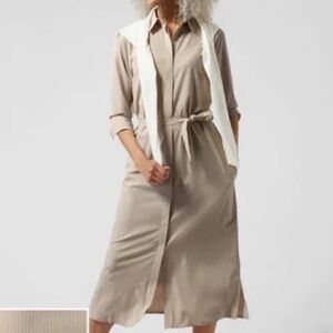 New nwt Athleta Urbanite dress cream and tan stripes size small